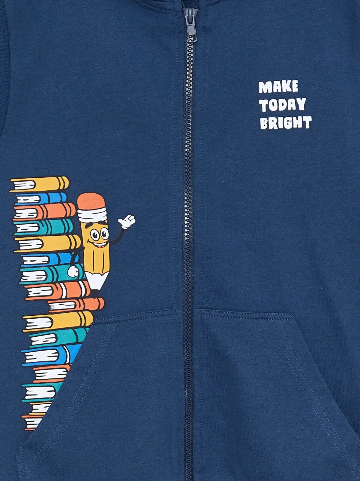 Hooded Printed Boy Zipper Vest