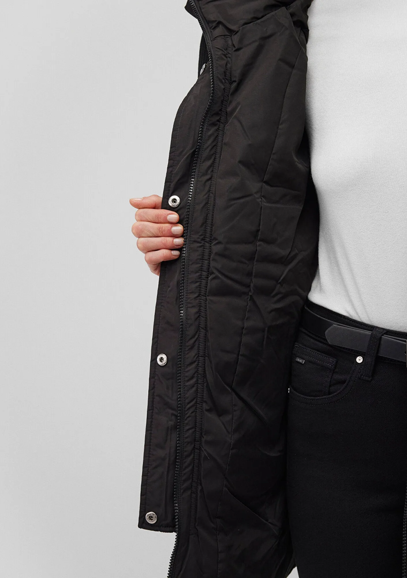 Hooded Quilted Black Puffer Jacket