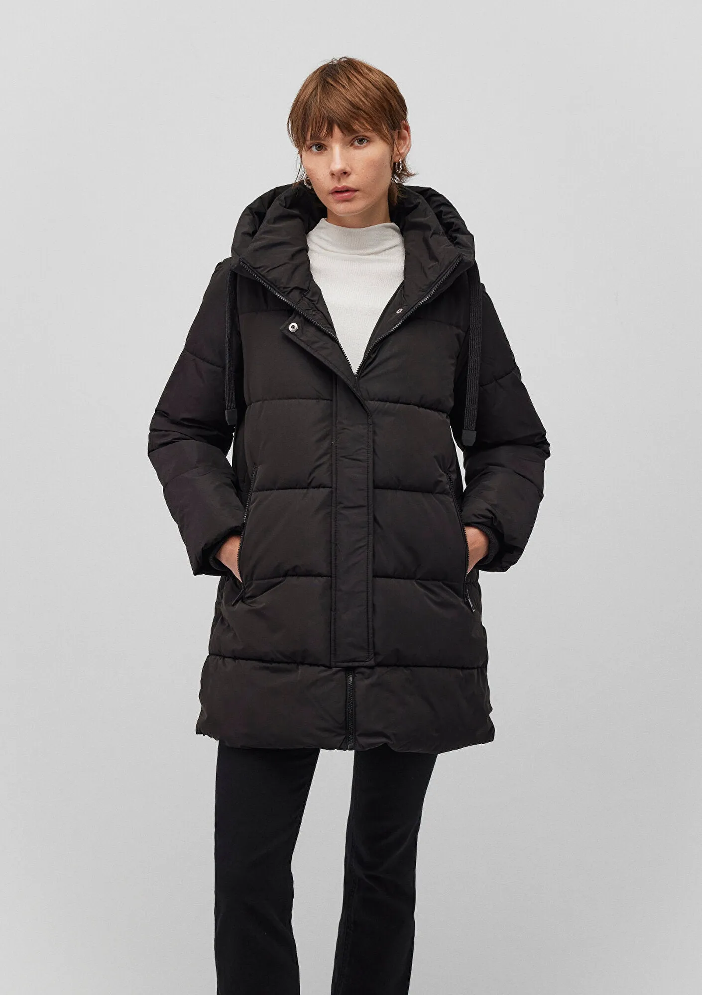 Hooded Quilted Black Puffer Jacket