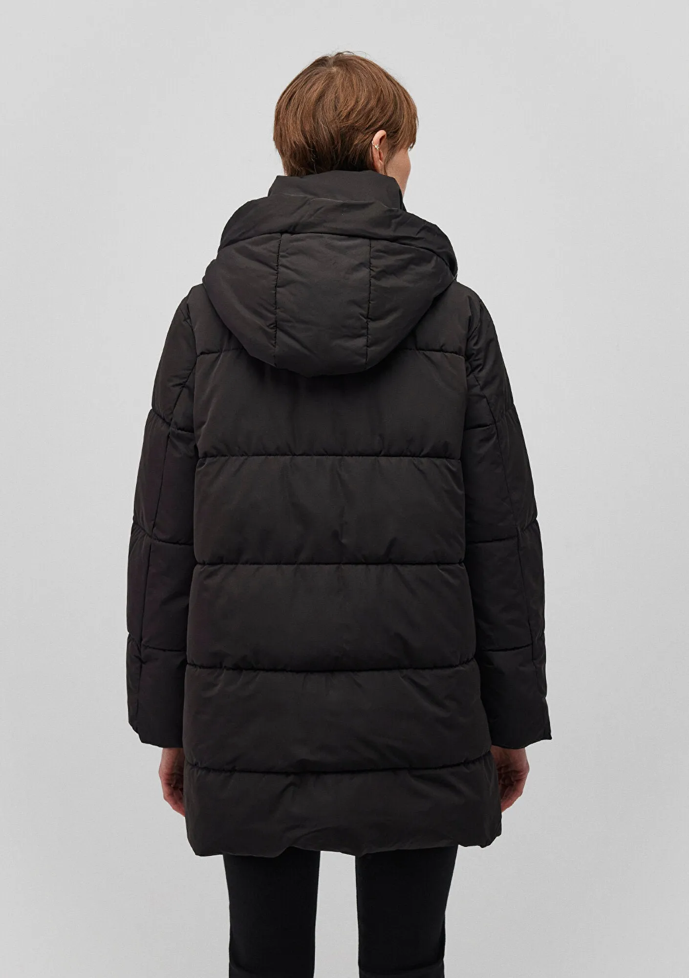 Hooded Quilted Black Puffer Jacket