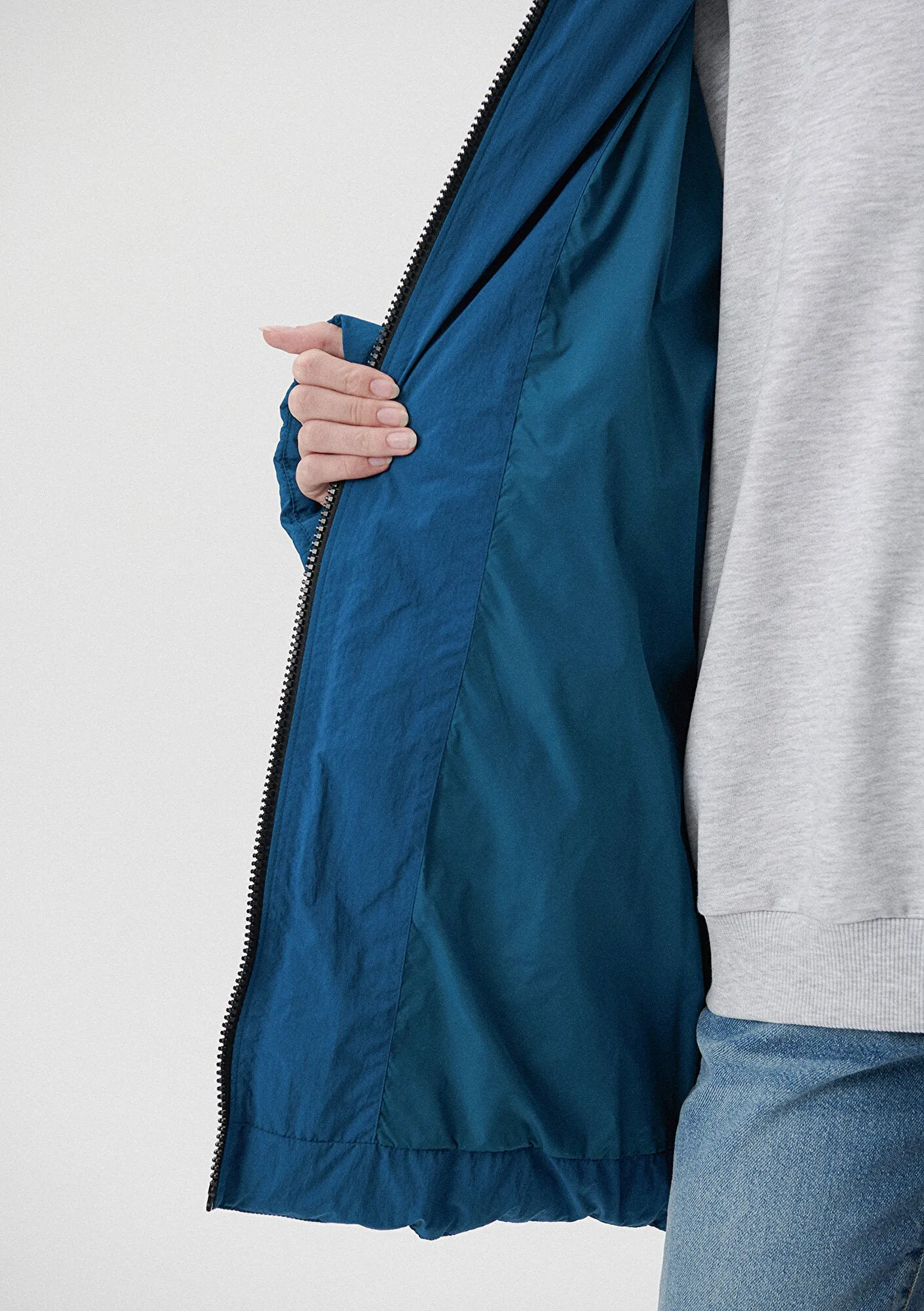 Hooded Quilted Blue Puffer Jacket
