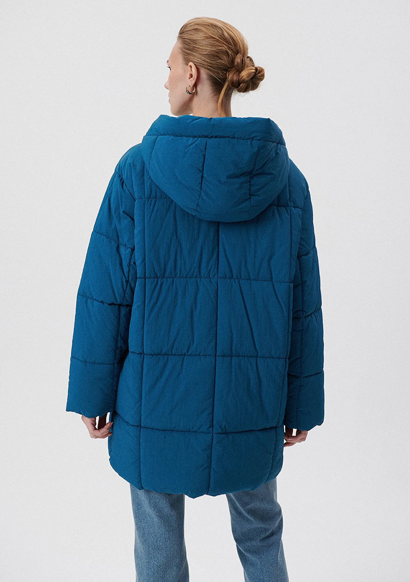 Hooded Quilted Blue Puffer Jacket