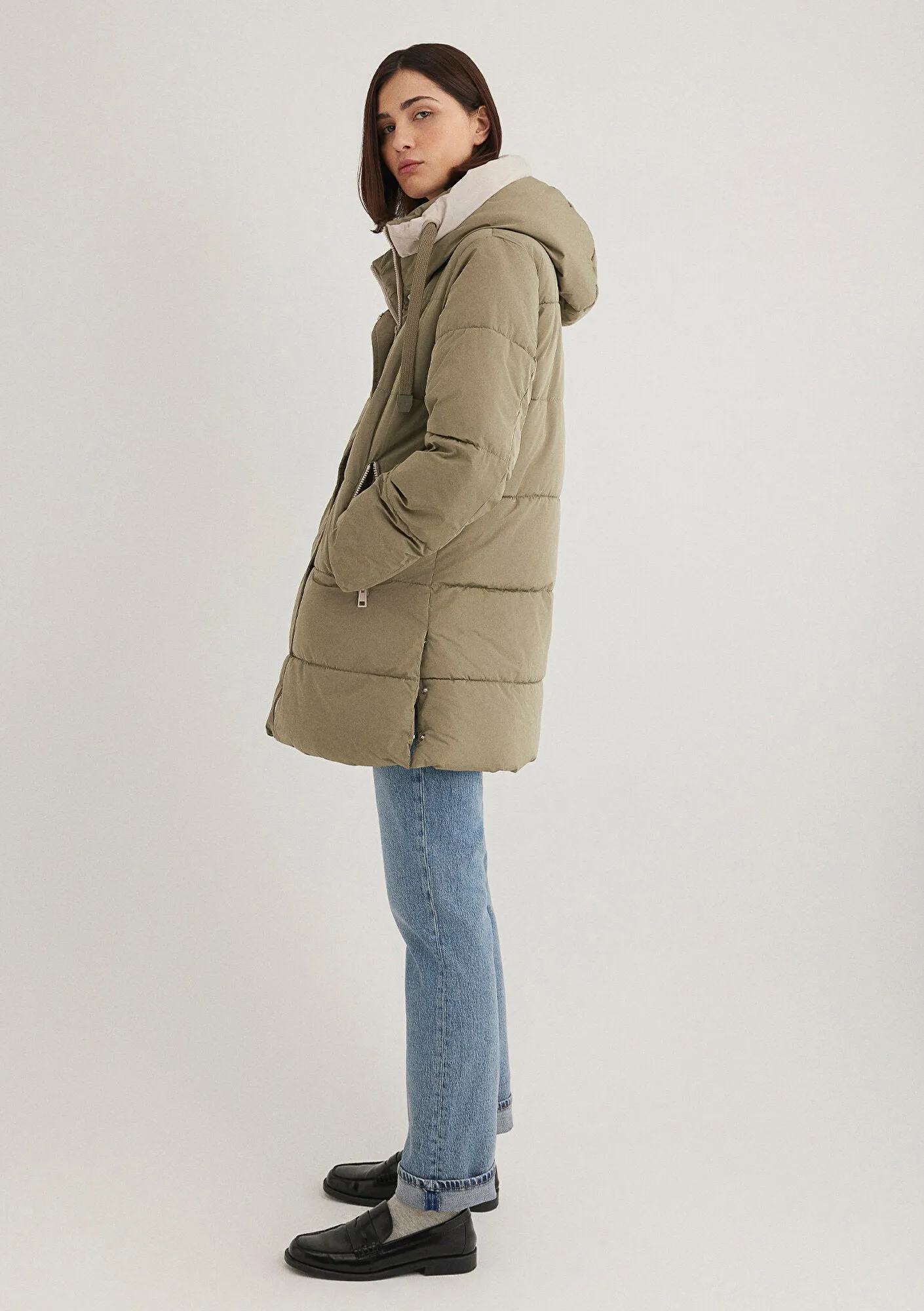 Hooded Quilted Green Puffer Jacket