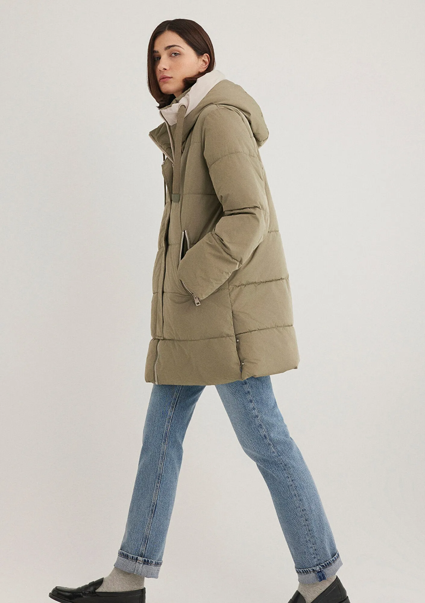Hooded Quilted Green Puffer Jacket