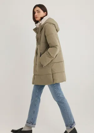 Hooded Quilted Green Puffer Jacket