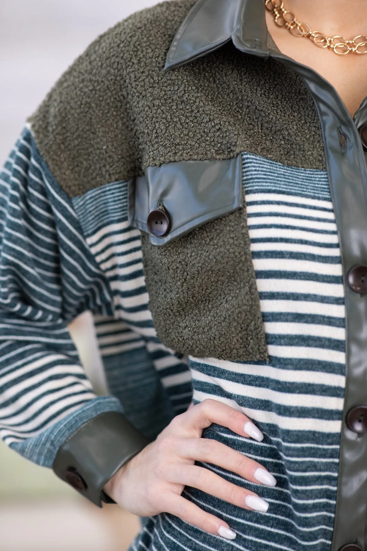 Hunter Green and Teal Striped Jacket