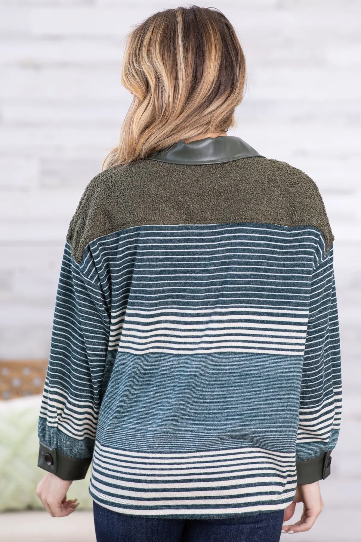 Hunter Green and Teal Striped Jacket