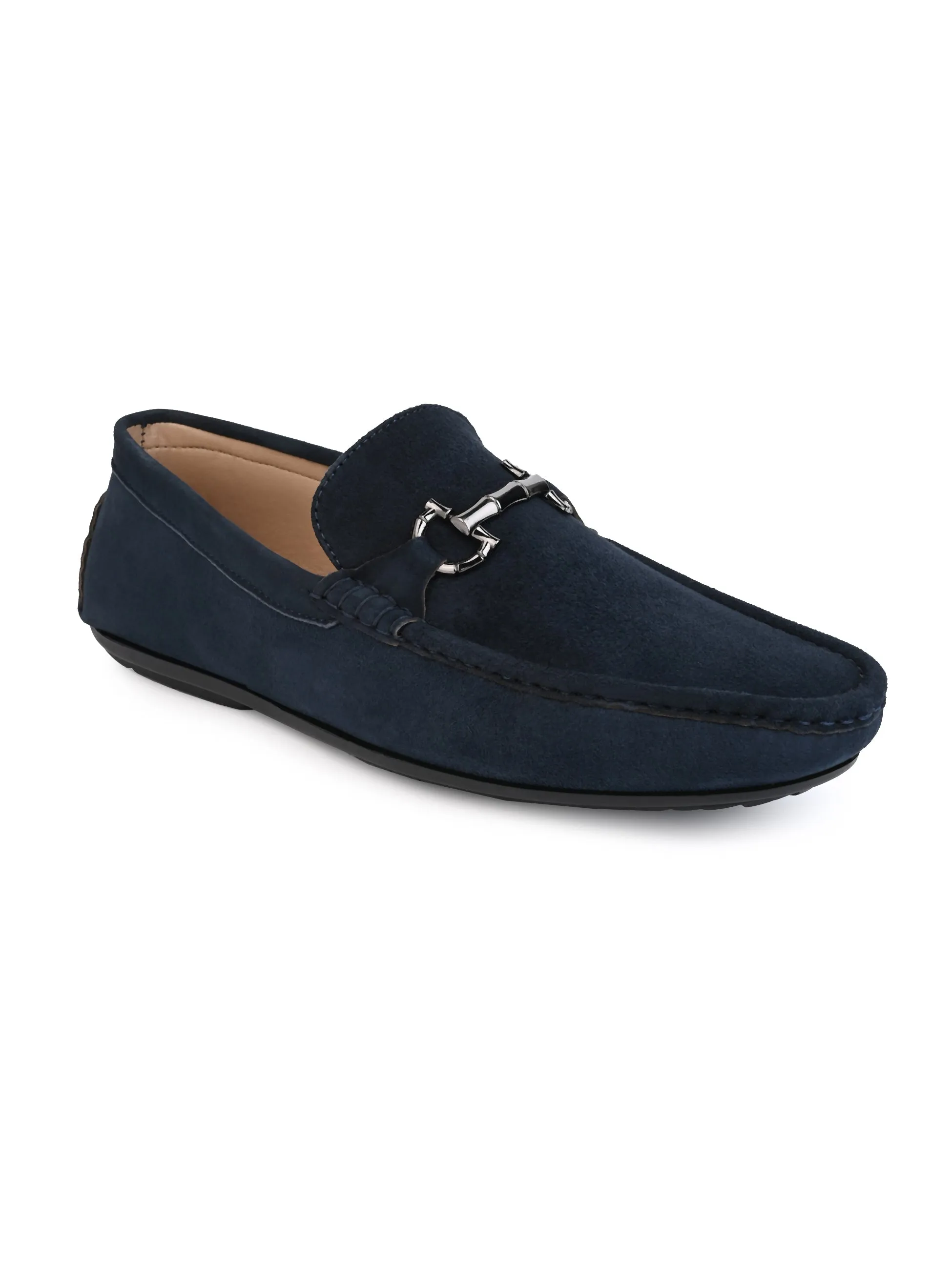 Hydes N Hues Blue Suede Leather Casual Loafers For Men