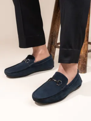 Hydes N Hues Blue Suede Leather Casual Loafers For Men