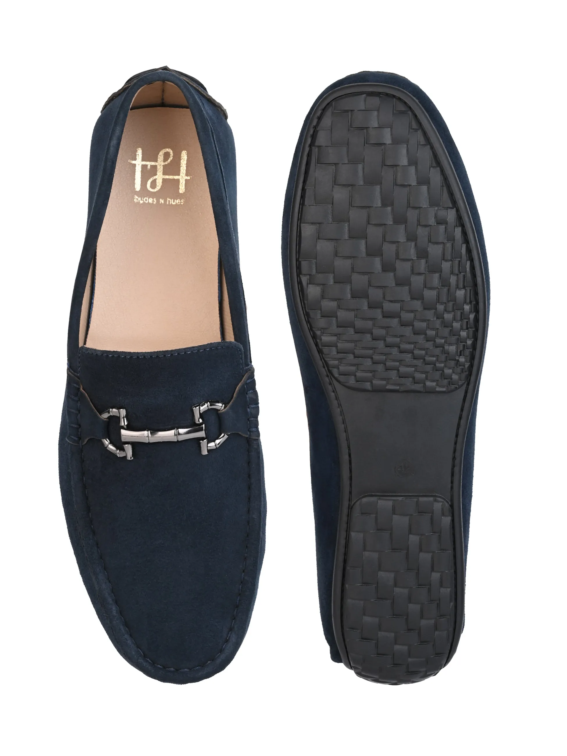 Hydes N Hues Blue Suede Leather Casual Loafers For Men