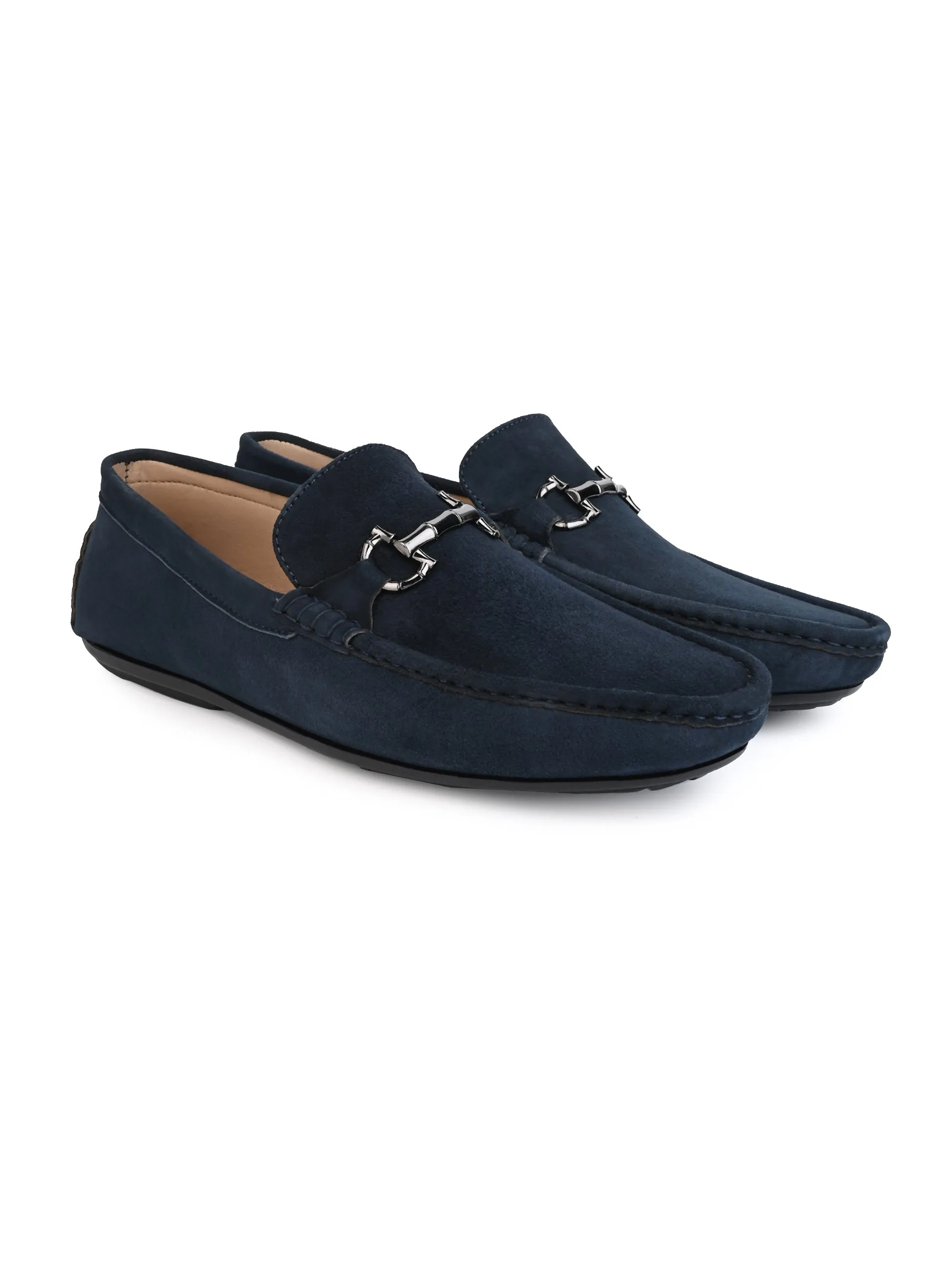 Hydes N Hues Blue Suede Leather Casual Loafers For Men