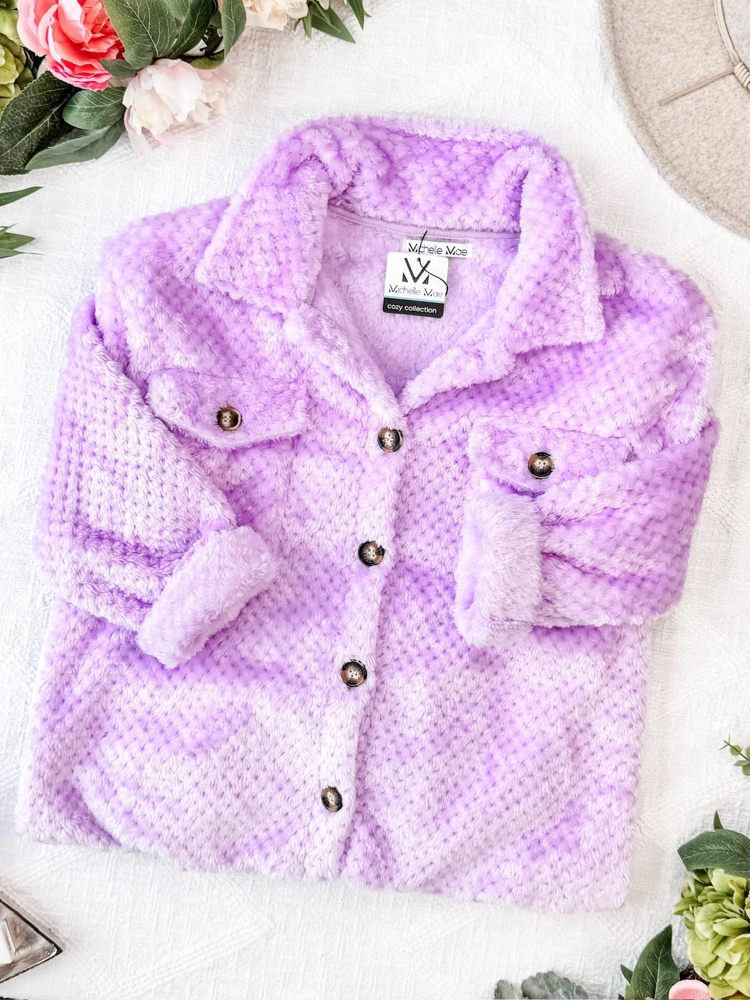 IN STOCK Fleece Shacket - Lavender FINAL SALE