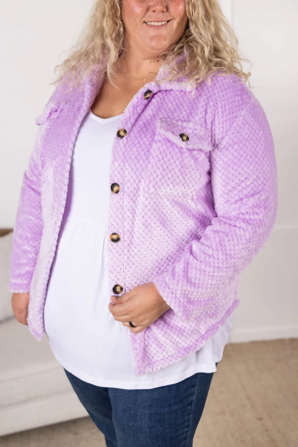 IN STOCK Fleece Shacket - Lavender FINAL SALE