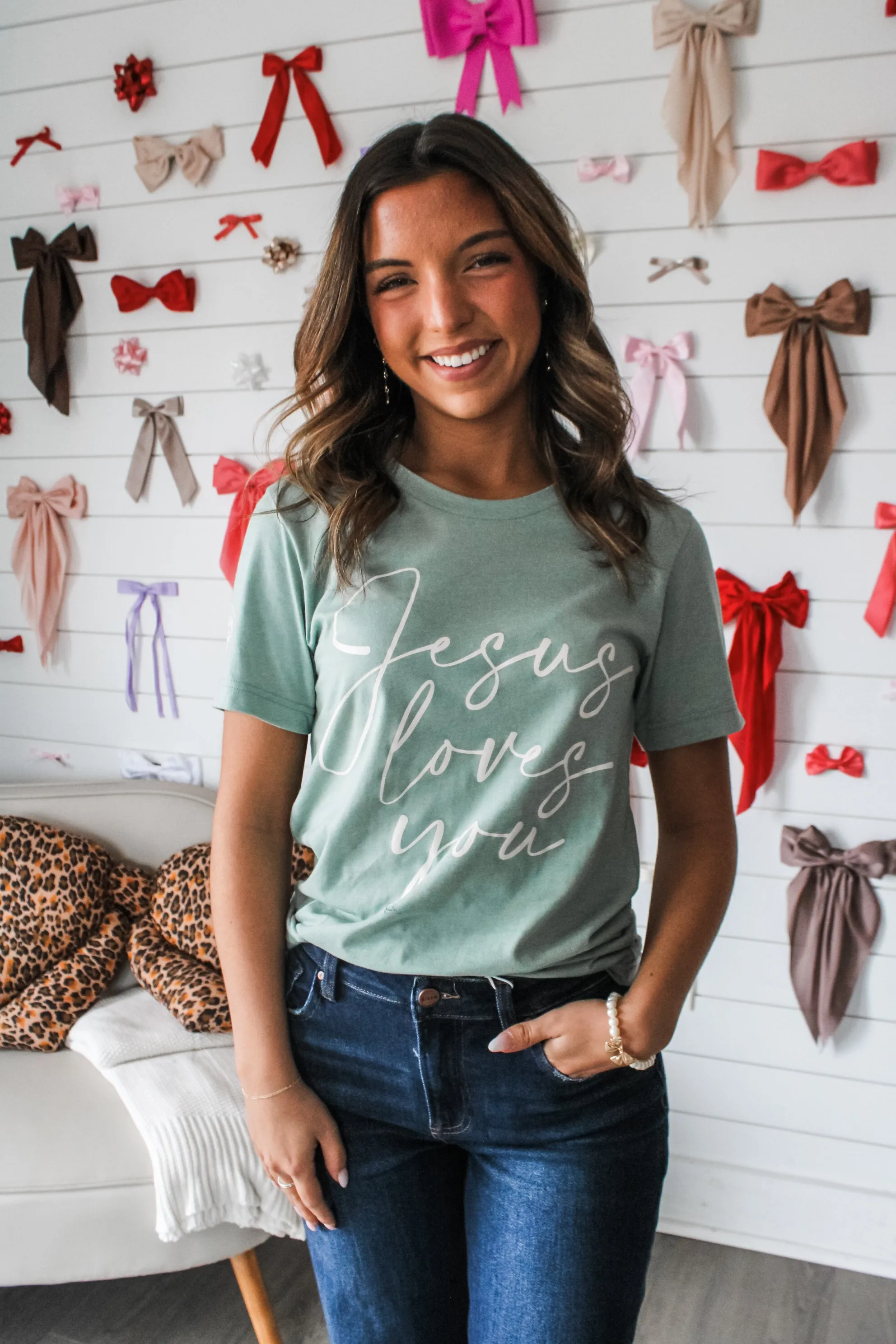 Jesus Loves You Graphic Tee • Sage
