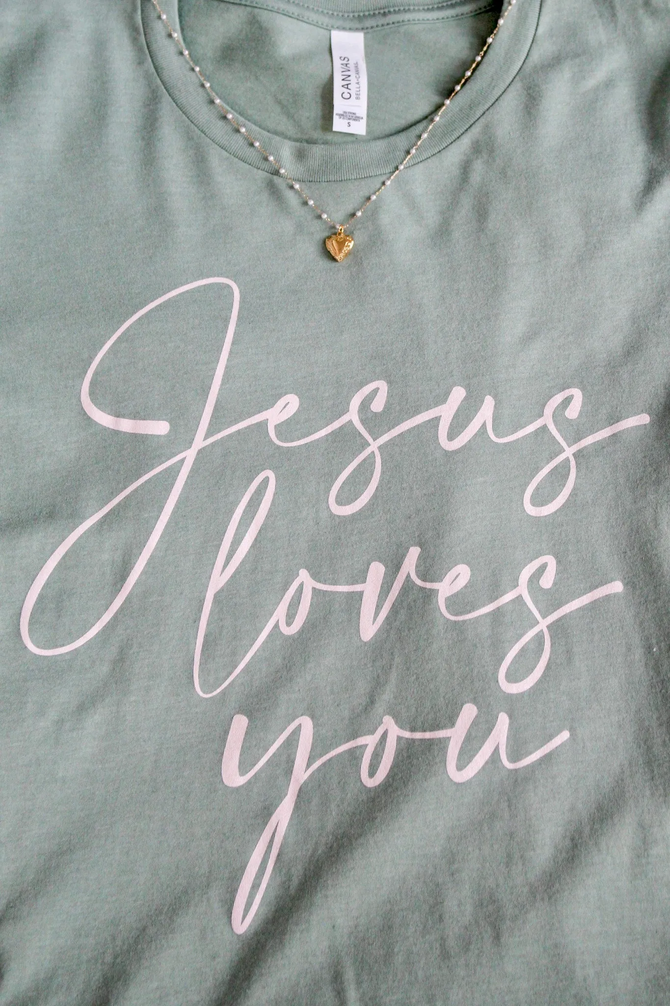 Jesus Loves You Graphic Tee • Sage