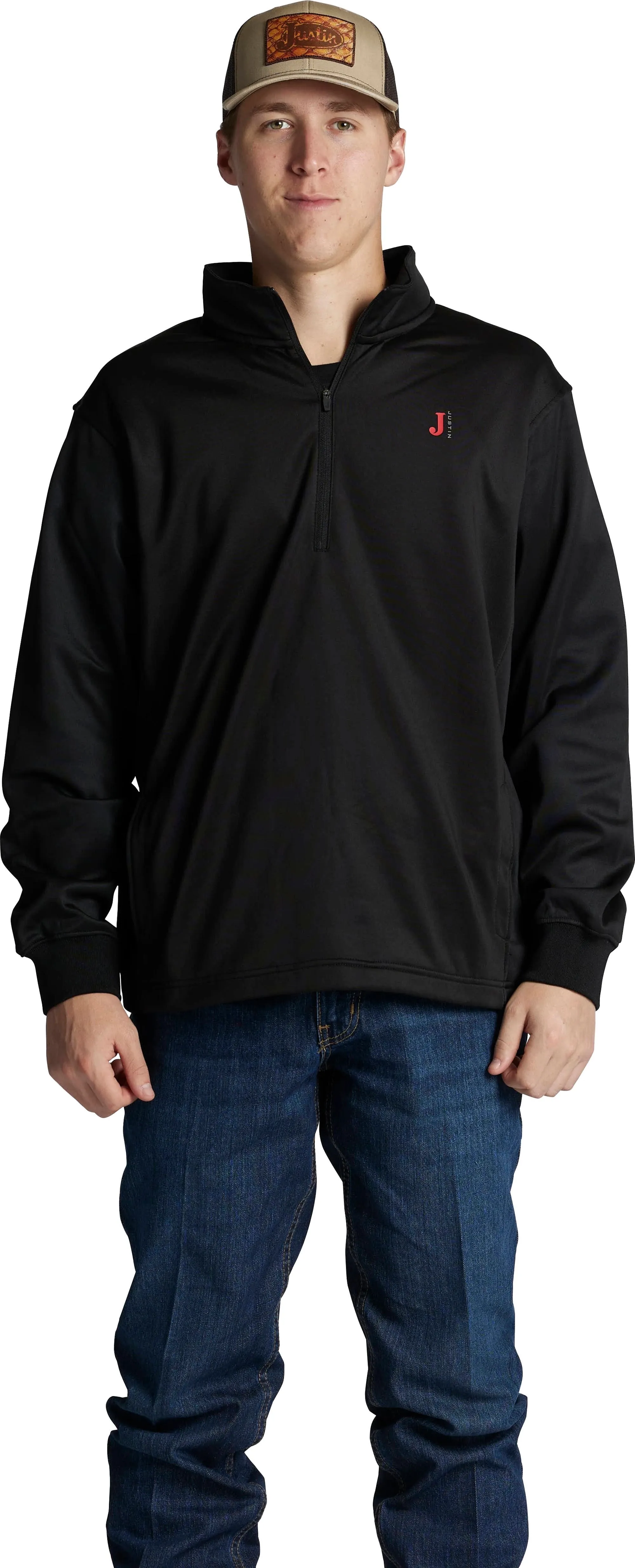 Justin Men's Nashville 1/4 Fleece Zip Up Jacket in Heather Black