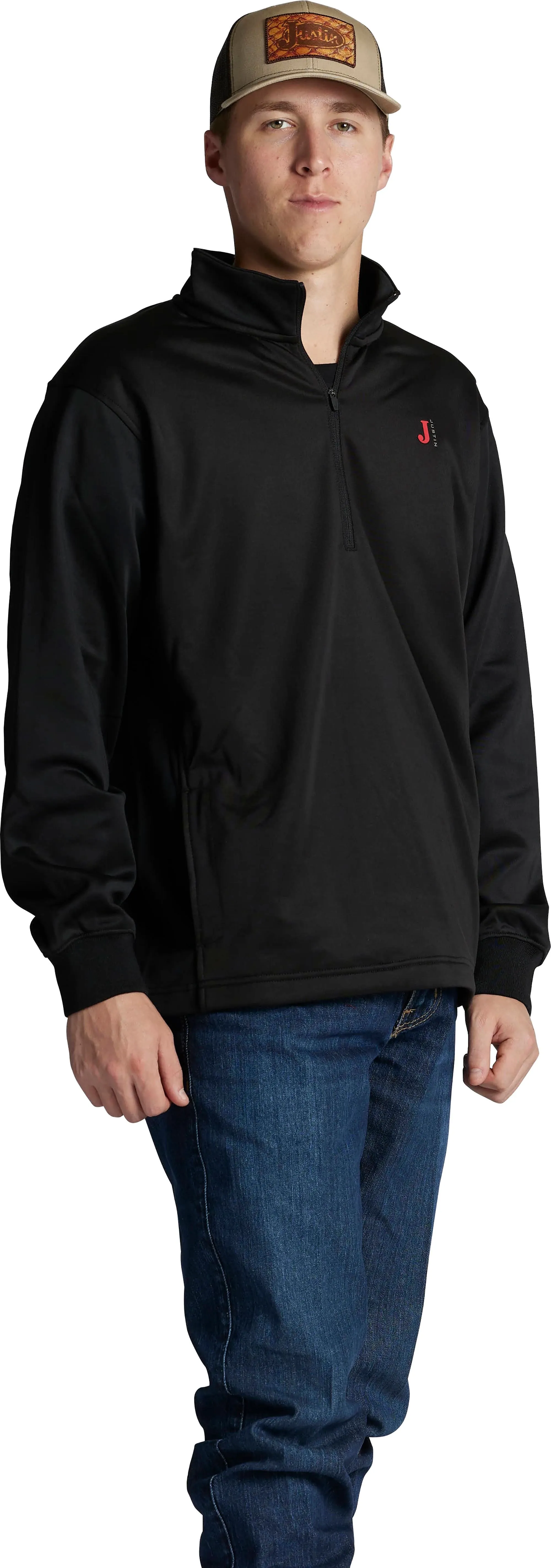 Justin Men's Nashville 1/4 Fleece Zip Up Jacket in Heather Black