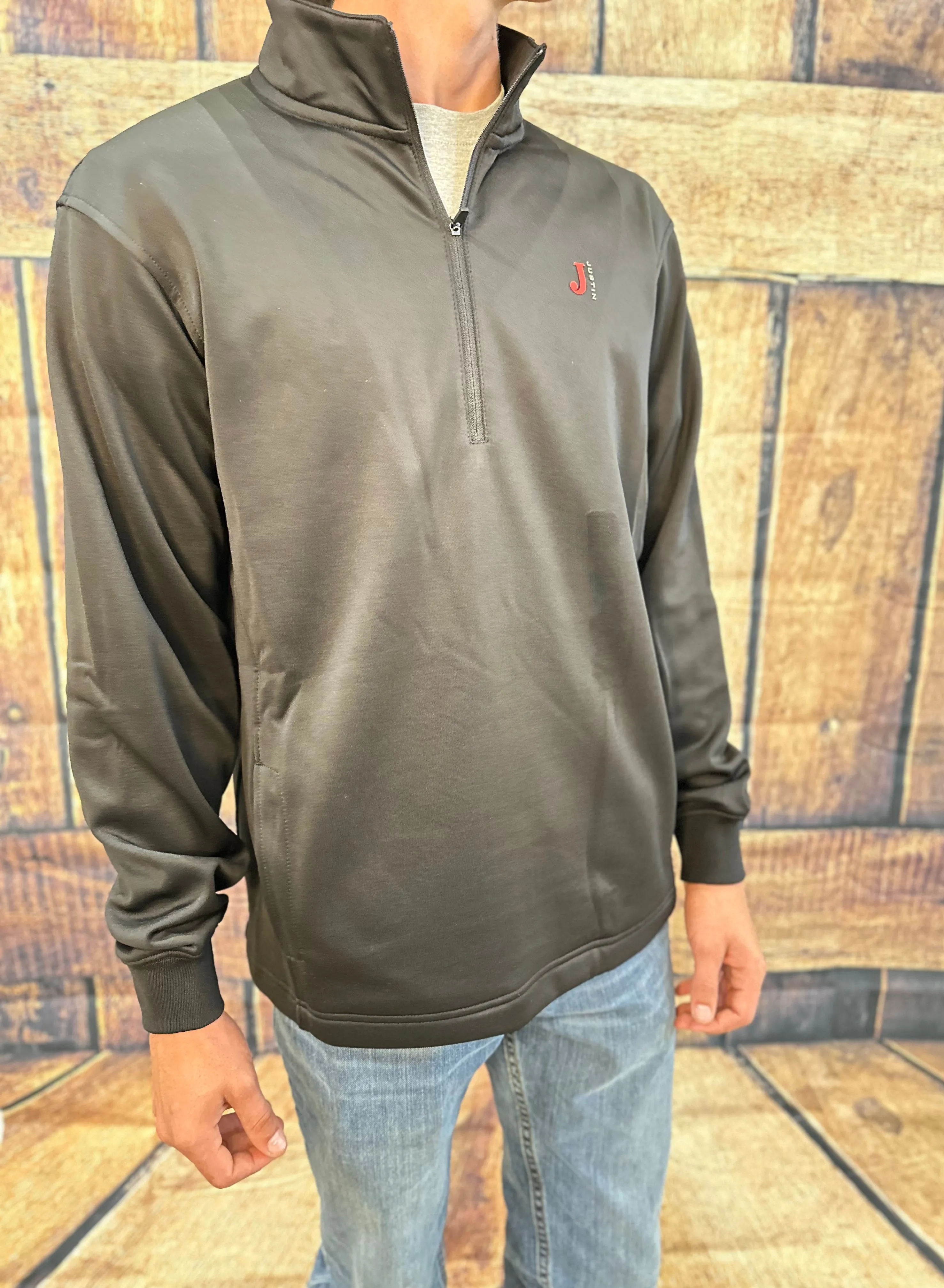 Justin Men's Nashville 1/4 Fleece Zip Up Jacket in Heather Black