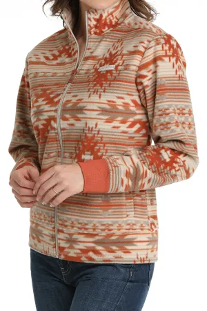 LADIES STONE AZTEC PRINT FLEECE ZIP JACKET