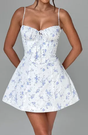 Lia mini dress blue floral pattern 