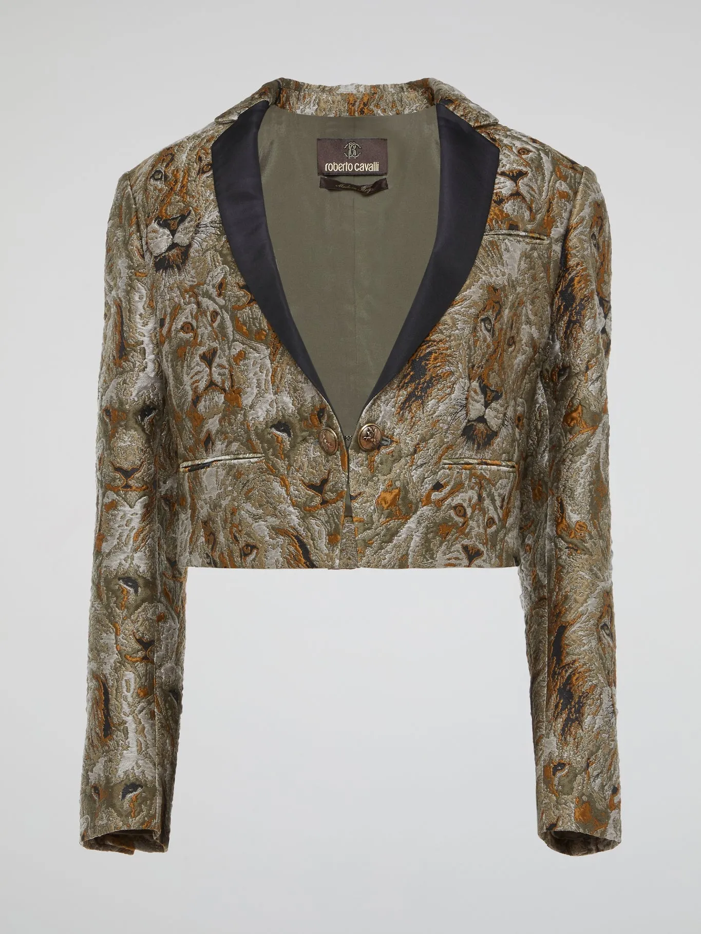 Lion Print Cropped Blazer