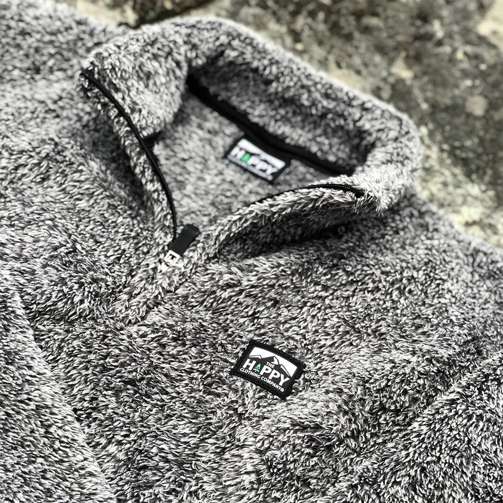 Logo Printed Patch Men's Quarter Zip Fuzzy Fleece