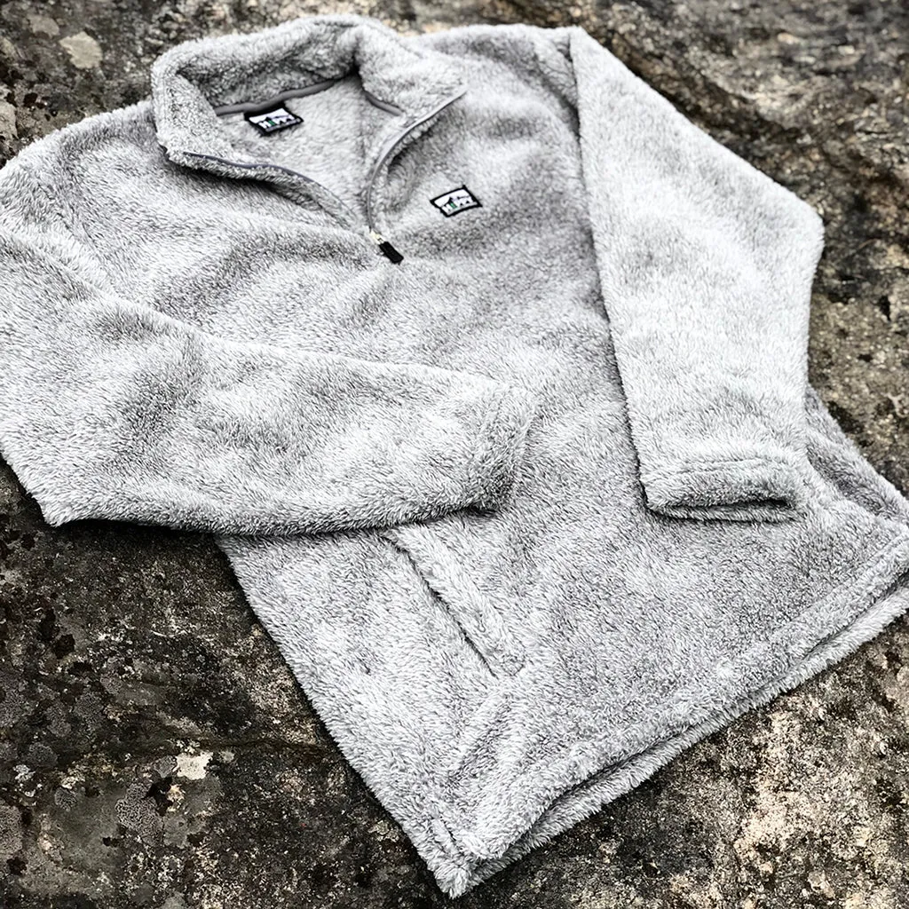 Logo Printed Patch Men's Quarter Zip Fuzzy Fleece