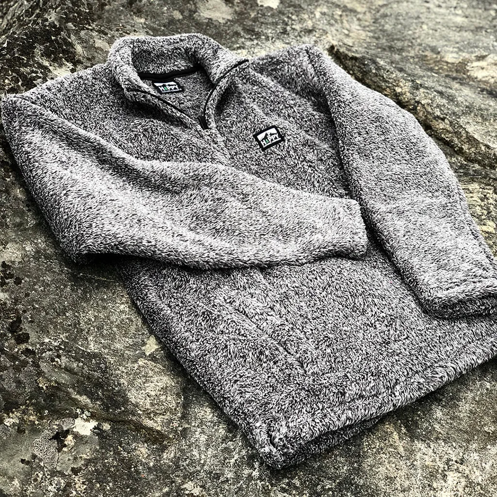 Logo Printed Patch Men's Quarter Zip Fuzzy Fleece