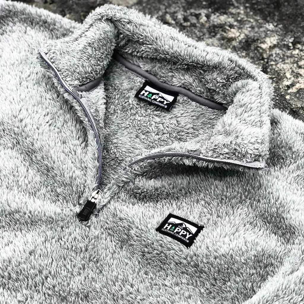 Logo Printed Patch Men's Quarter Zip Fuzzy Fleece