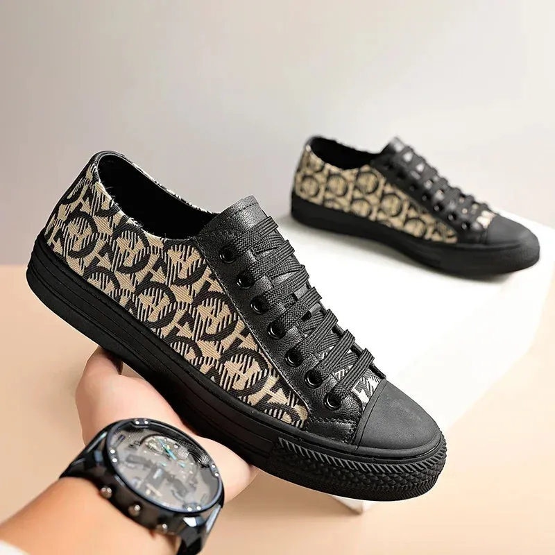 LuxoPace Herren Luxus Echtes Leder Designer Sneaker