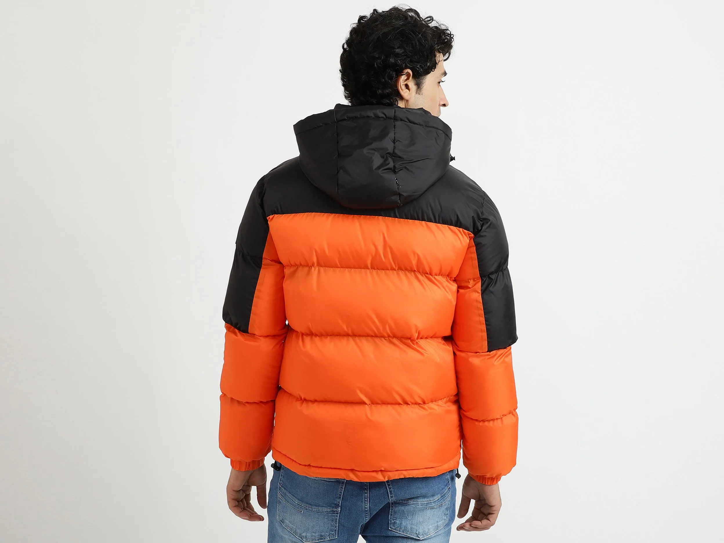 Men Colorblocked Hooded Jacket