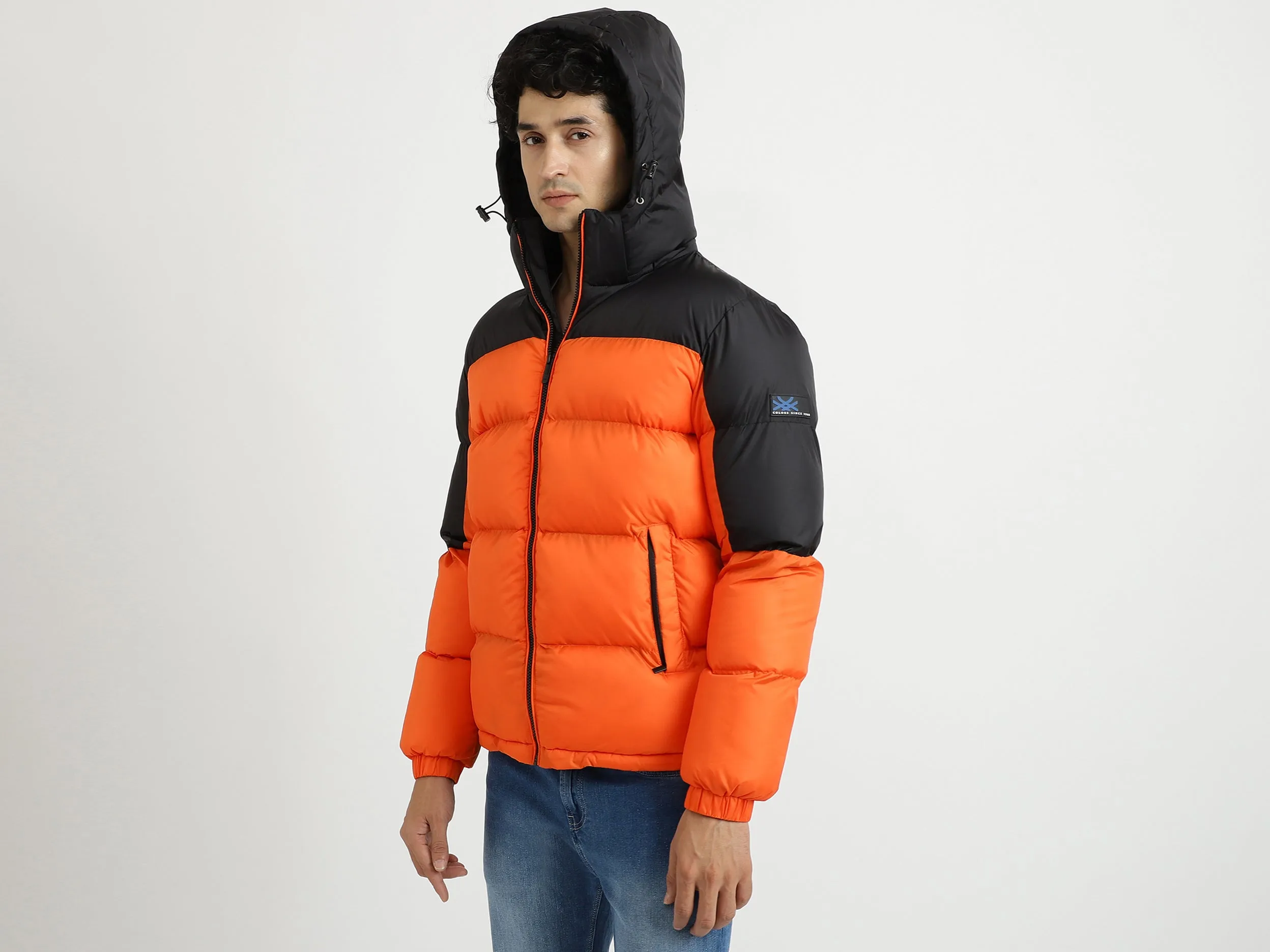 Men Colorblocked Hooded Jacket