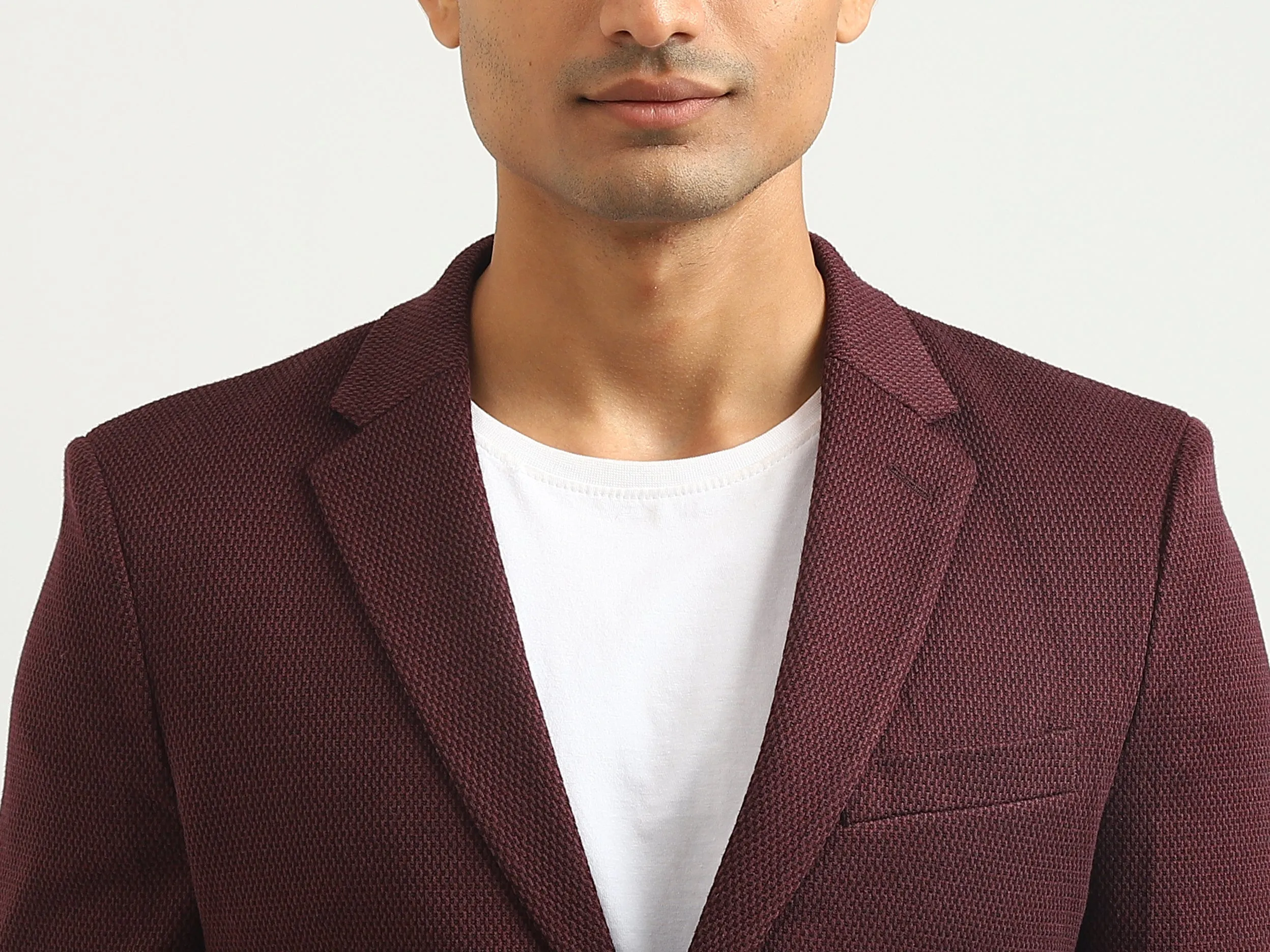 Men Textured Lapel Collar Blazer