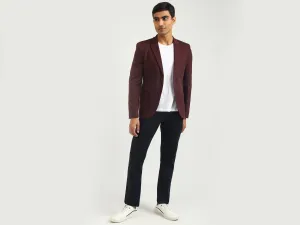 Men Textured Lapel Collar Blazer