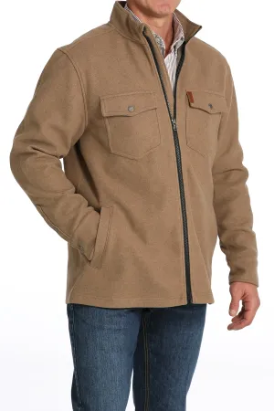 MENS KHAKI BRUSHED SHIRT JACKET