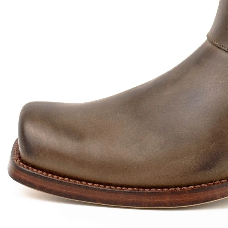 Men's Women's Handmade Brown Leather Biker Boots 01