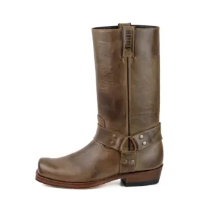Men's Women's Handmade Brown Leather Biker Boots 01
