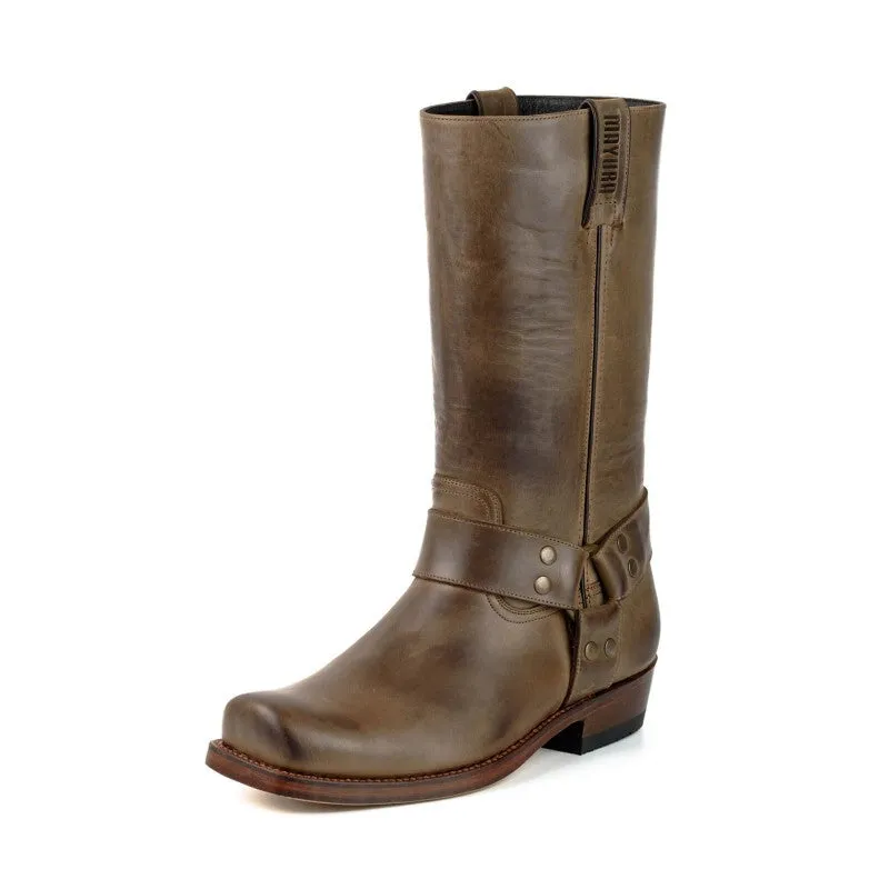 Men's Women's Handmade Brown Leather Biker Boots 01