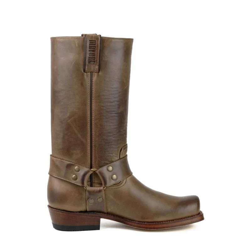 Men's Women's Handmade Brown Leather Biker Boots 01