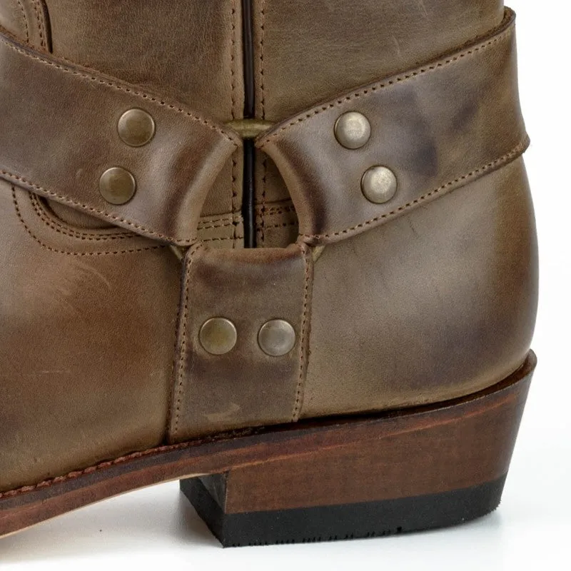 Men's Women's Handmade Brown Leather Biker Boots 01