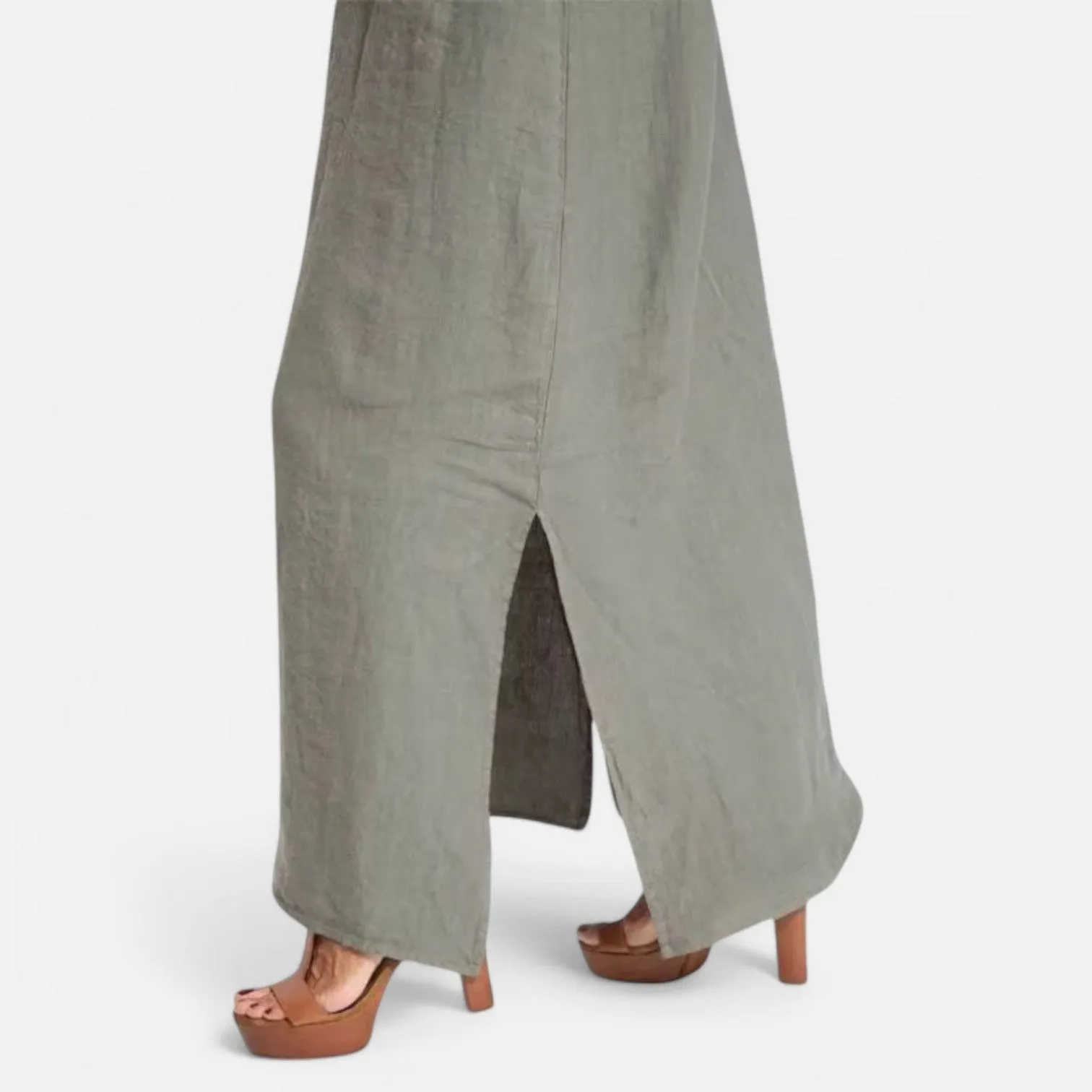 Monacogents | Cotton Linen Side-Split Slip Dress