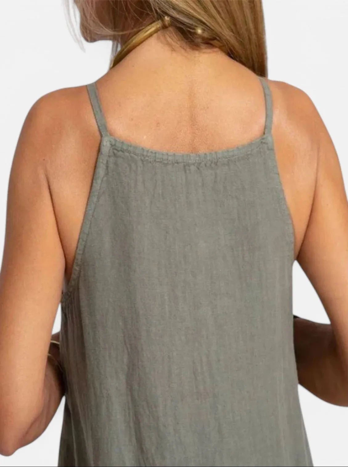 Monacogents | Cotton Linen Side-Split Slip Dress