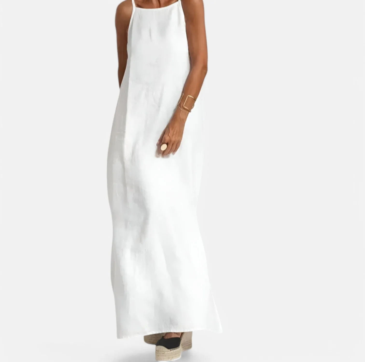 Monacogents | Cotton Linen Side-Split Slip Dress