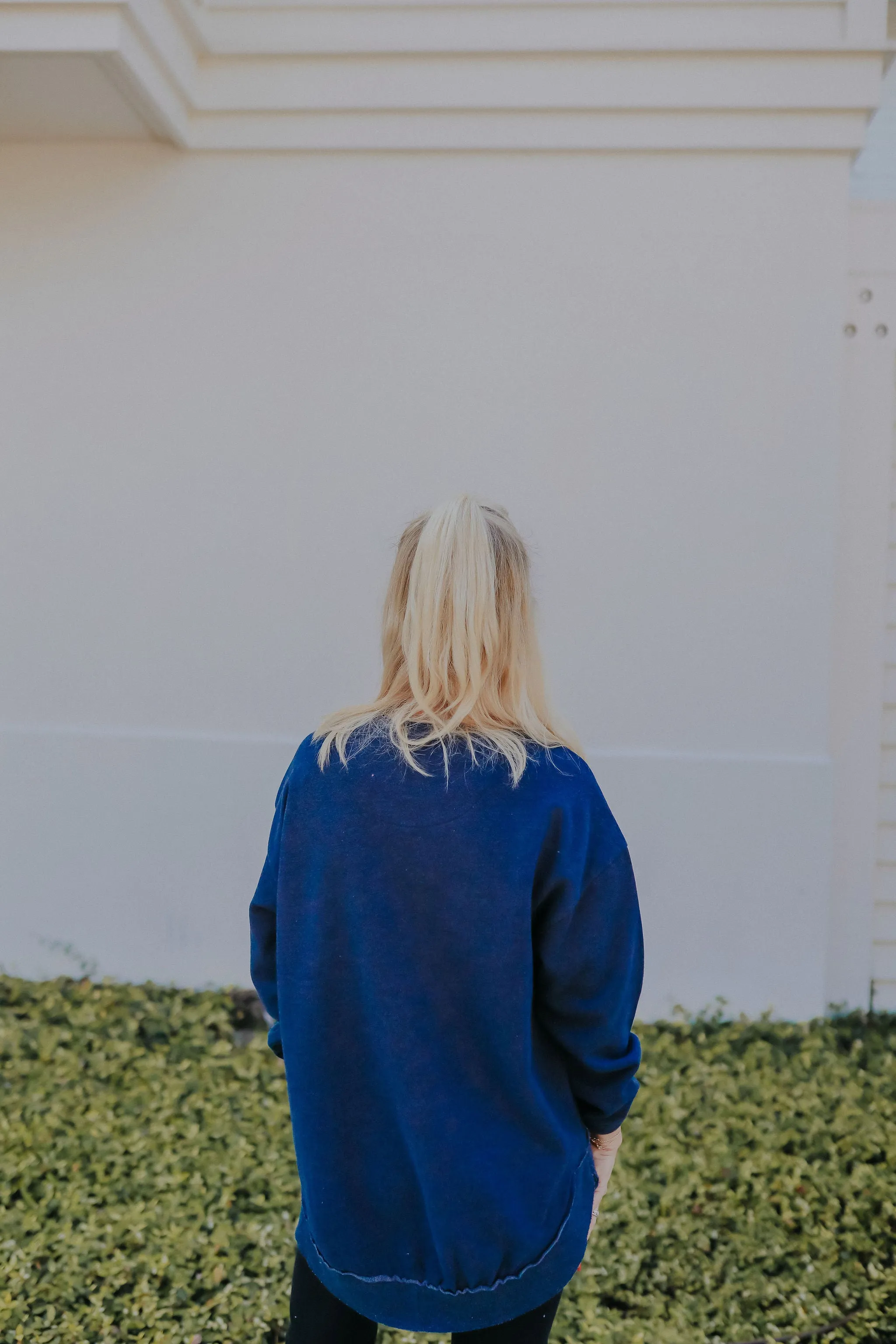 Navy Fleece Poncho Pullover