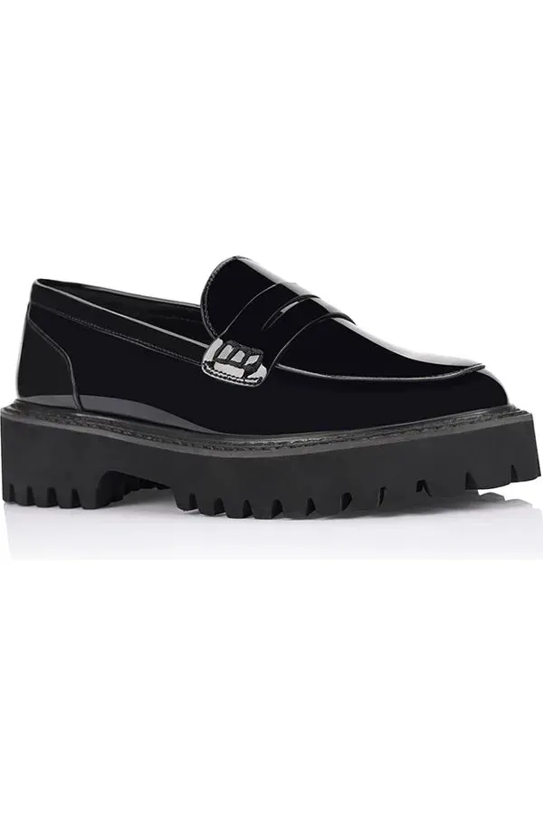 Neon Chunky Loafers Black Patent