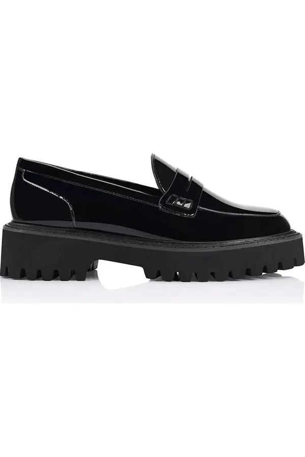 Neon Chunky Loafers Black Patent