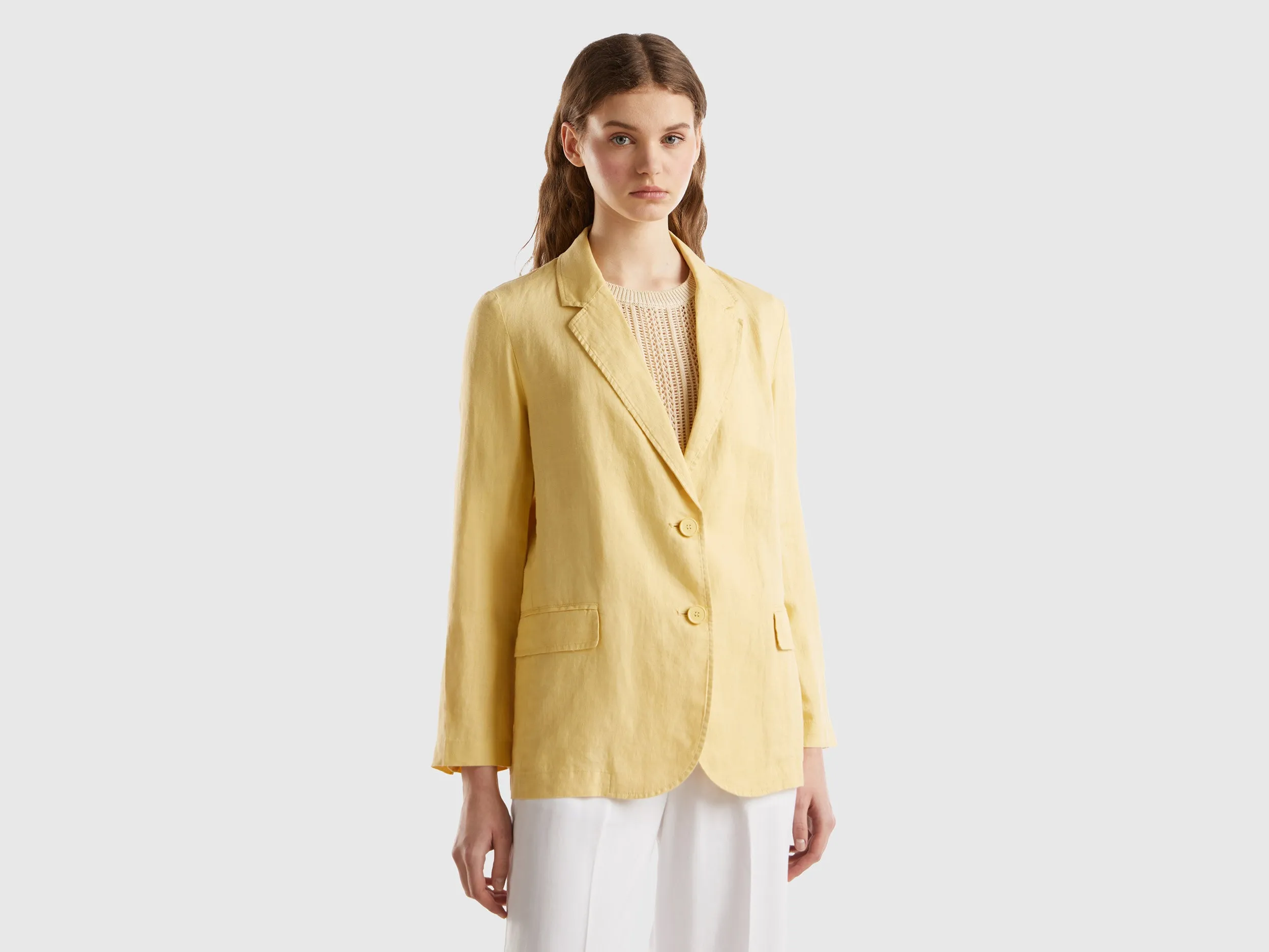 Notched Lapel Collar Solid Blazer