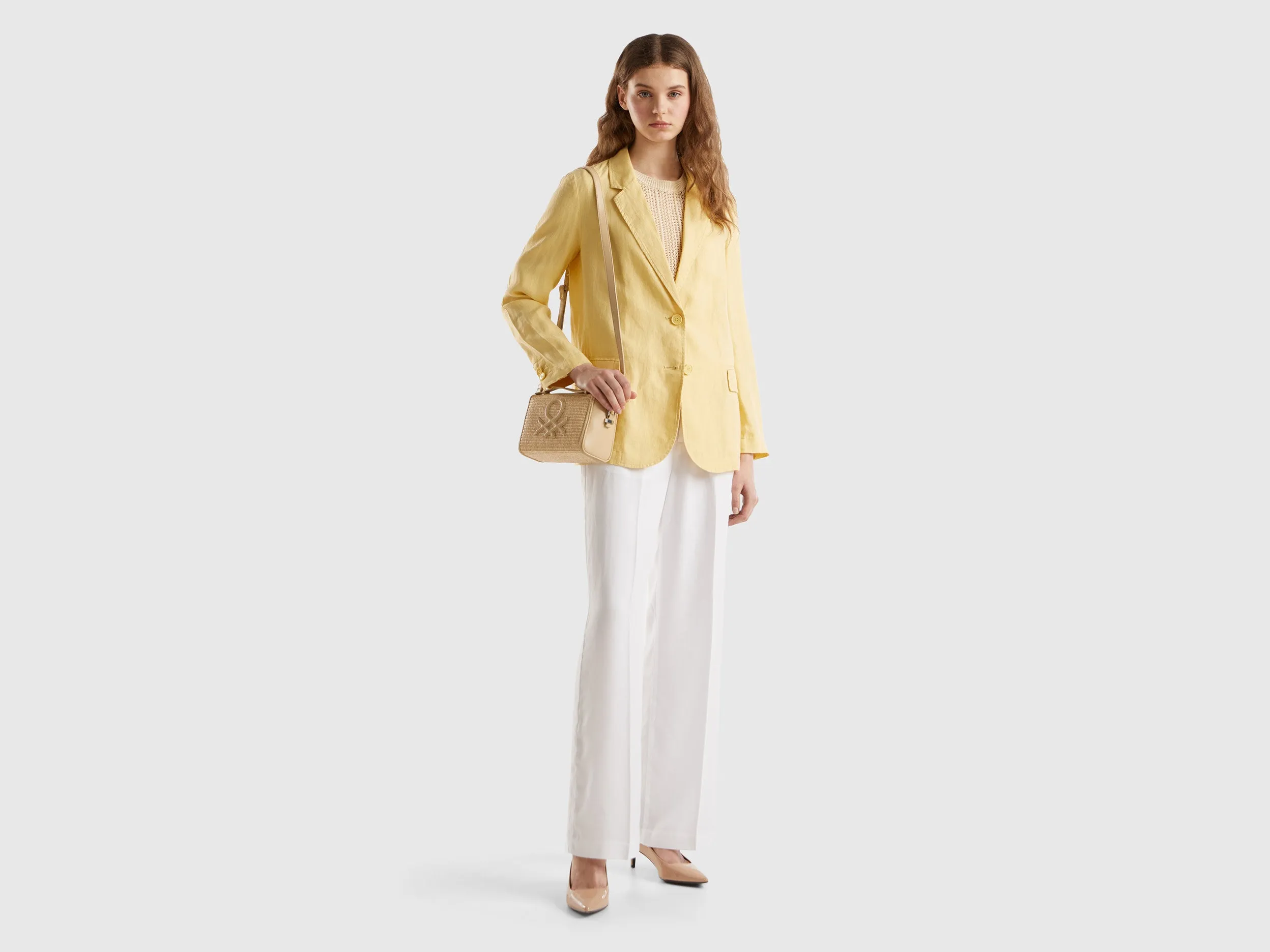 Notched Lapel Collar Solid Blazer