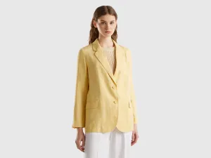 Notched Lapel Collar Solid Blazer