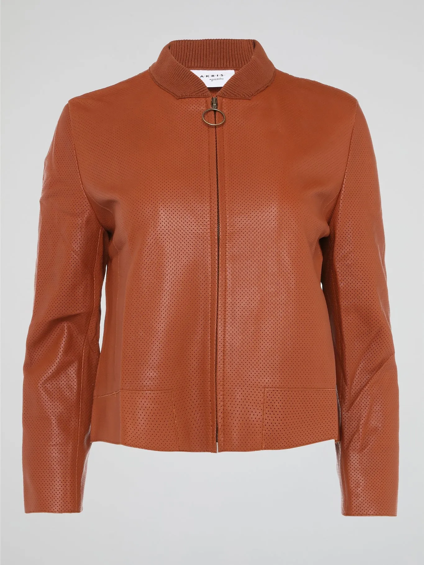 Orange Perforated Bomber Jacket